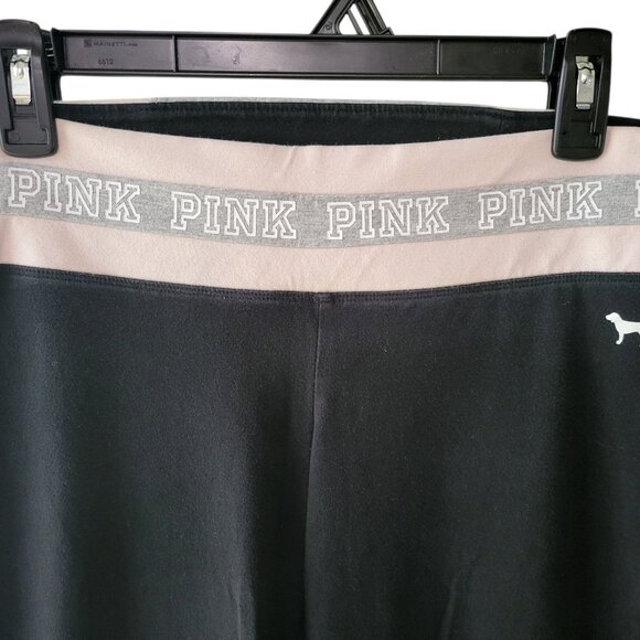 Victoria Secret PINK Y2K Leggings Bootcut Black Womens Large Long Logo - Picture 3 of 8